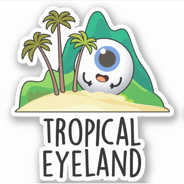 Sticker Pun de l'île drôle de l'œil tropical (Devant)