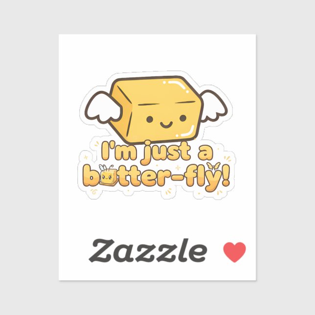 Sticker Pun de papillon drôle Beurre Nourriture Humour Mig (Feuille)
