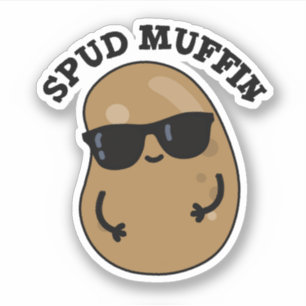 Sticker Pun de pomme de terre amusant pour Muffin Pud