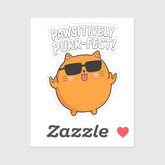 Sticker Pun de rockeur de chat orange absolument parfait (Feuille)