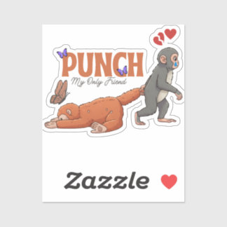 Sticker ‏Punch‑kun & Plush Monkey – Kawaii pour les enfant