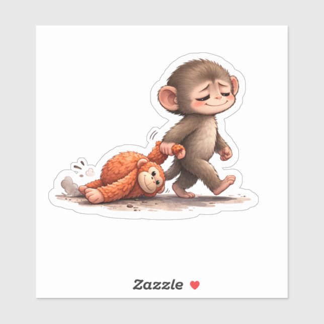 Sticker Punch le singe sauvé et son ami Doll St (Feuille)