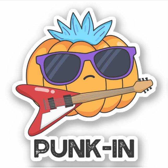 Sticker Punk in Funny Punk Rock Citrouille Pun (Devant)