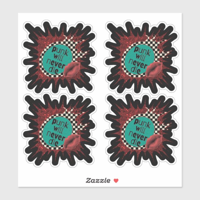 Sticker Punk ne mourra jamais feuille d'autocollant (Feuille)