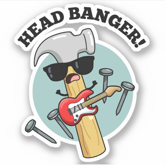 Sticker Puns de musique drôle de Head Banger  (Devant)