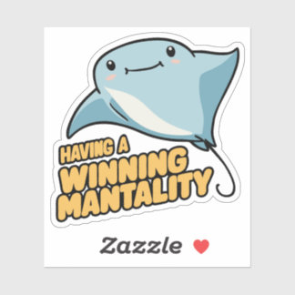 Sticker Puns Mignons de Manta Ayant une Mentalité Gagnante