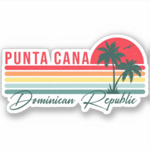 Sticker Punta Cana Dominicaine Palm Tree Retro Sunset 60s