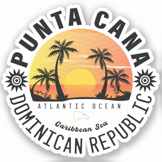Sticker Punta Cana Dominicaine Retro Sunset Souvenir 60s (Recto)