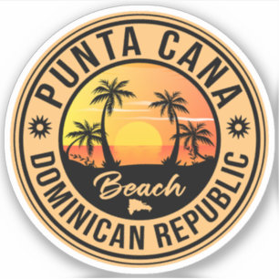 Sticker Punta Cana Dominican Palm Tree Beach Vintage