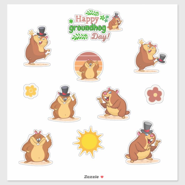Sticker Punxsutawney Phil Groundhog Jour vieux hiver (Feuille)