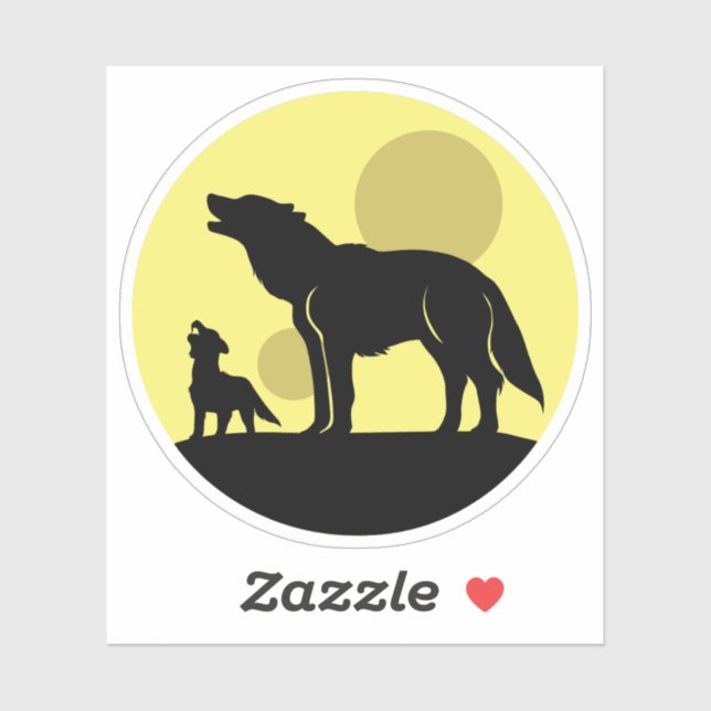 Sticker Pup Mother and Wolf (Feuille)