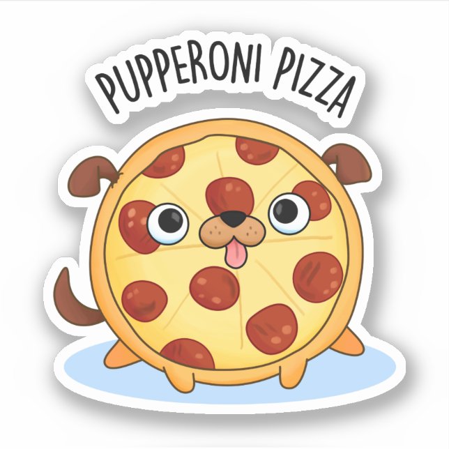 Sticker Pupperoni Pizza Funny Pizza Pun (Devant)