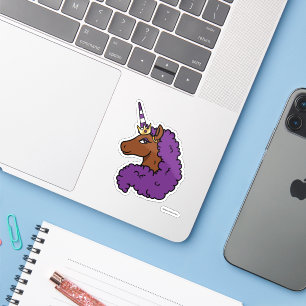 Sticker Purple Afro Unicorn
