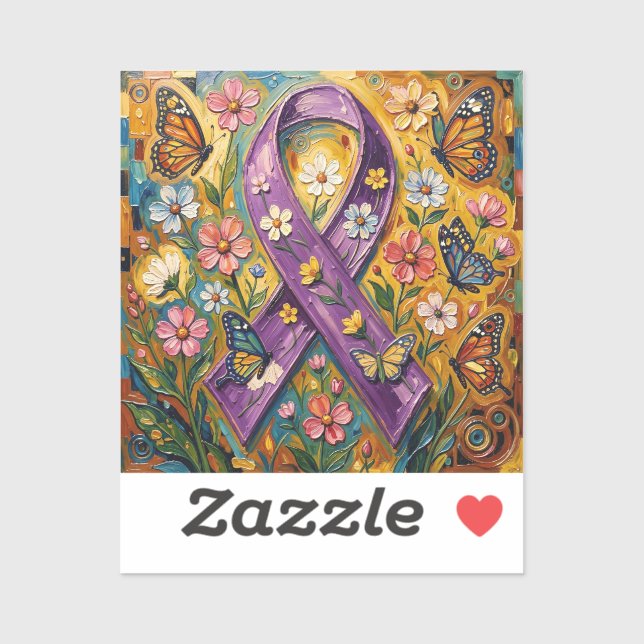 Sticker Purple Awareness Ribbon Fibro (Feuille)