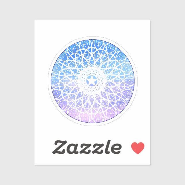 Sticker Purple, Blanc Et Bleu Espace Floral Mandala (Feuille)