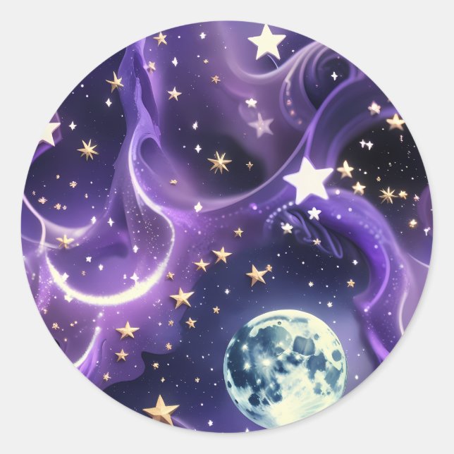 Sticker - Purple Celestial Moon Phases Design (Devant)