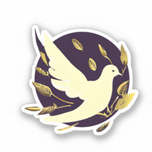 Sticker Purple et Gold Peace Dove