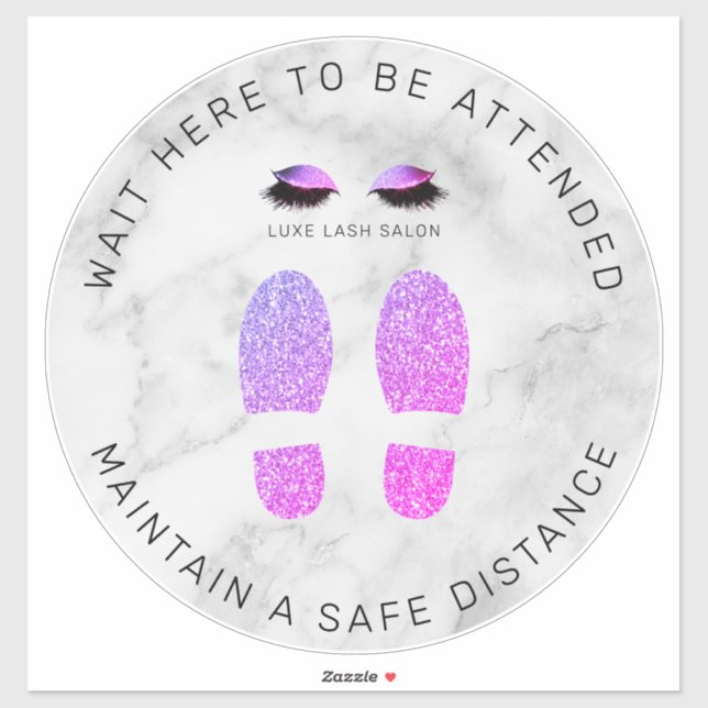 Sticker Purple Shine Beauté Salon Distancing Floor Marker (Feuille)