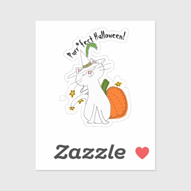 Sticker Purr*fect Chat Citrouille Halloween (Feuille)