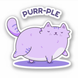 Sticker Purr-ple Funny Fat Kitty Chat Pun
