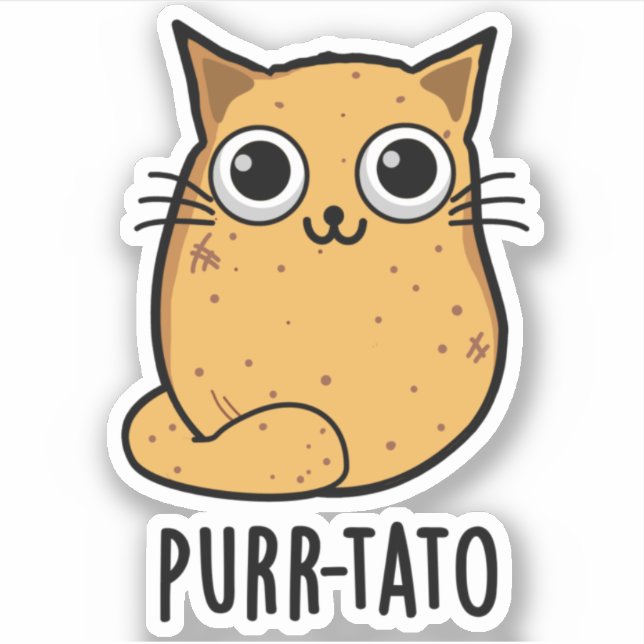 Sticker Purr-tato Funny Chat Pun de pomme de terre (Devant)