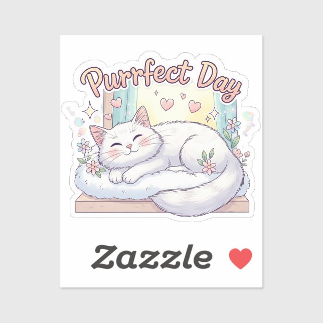 Sticker Purrfect Day - Chat Relaxant (Feuille)