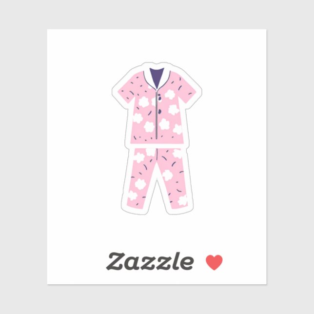 Sticker Pyjamas roses mignons (Feuille)