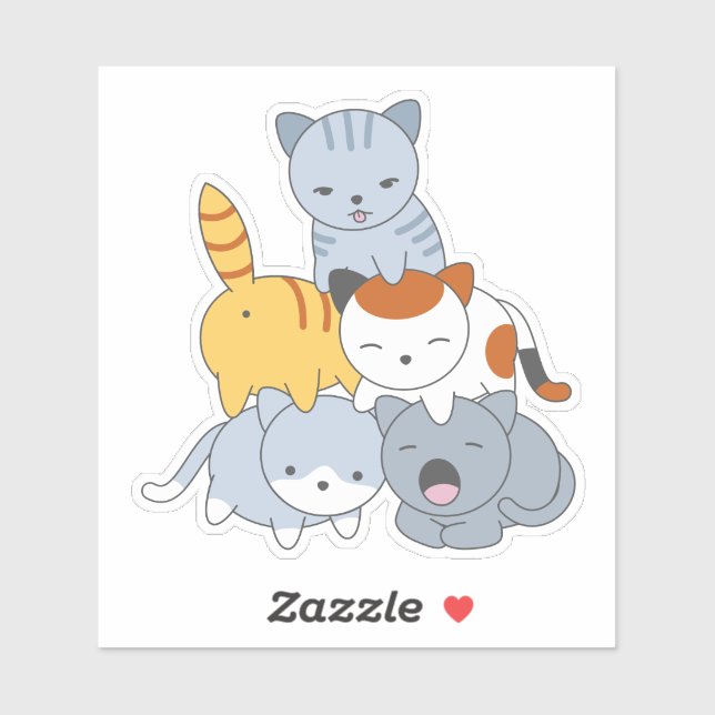 Sticker Pyramide des chats - Groupe de chats (Feuille)