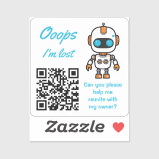 Sticker QR Code de Retour d'Objet Perdu Handy Bot Texte Bl