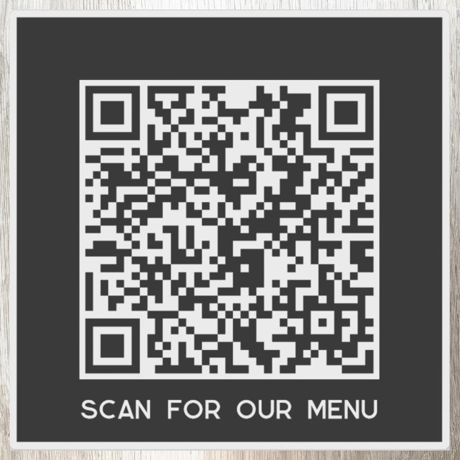 Sticker QR Code Scan for Menu Black (QR code business Scan for Menu custom text small business sticker)