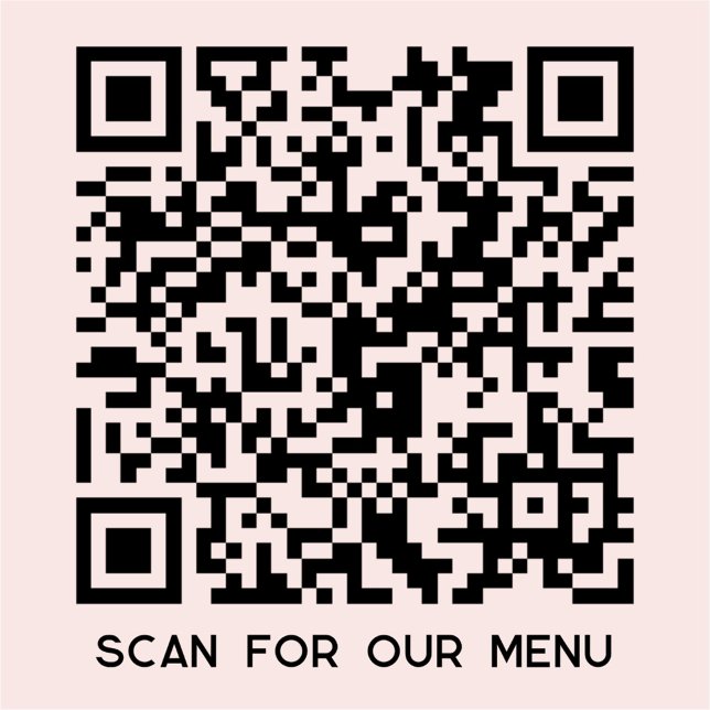 Sticker QR Code Scan for Menu Blush Pink (Scan for our menu QR code blush pink business sticker)