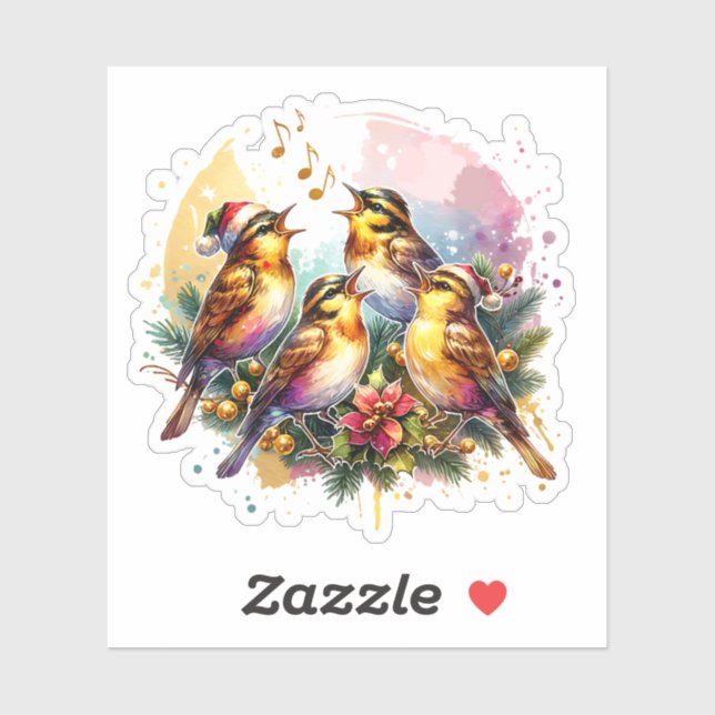 Sticker Quatre Oiseaux | Douze jours de Noël (Feuille)