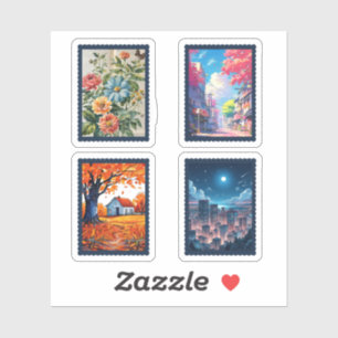 Sticker quatre timbres