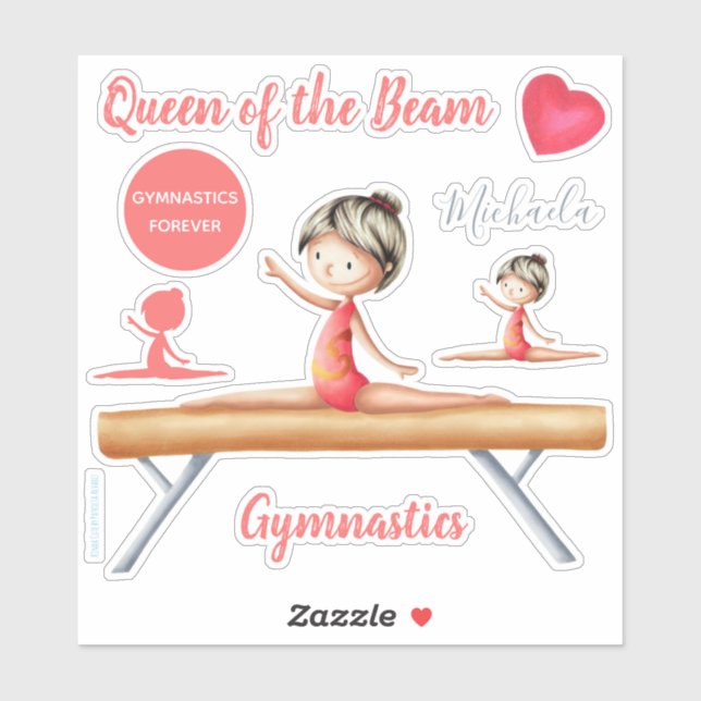 Sticker Queen of the Beam Gymnastique Girl Personnalisée (Feuille)