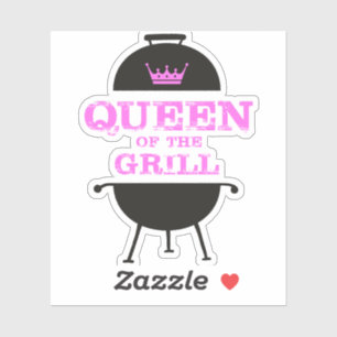 Sticker Queen Of The Grill, Couronne Rose