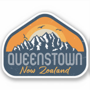 Sticker Queenstown Nouvelle-Zélande Vintage Retro Mountain
