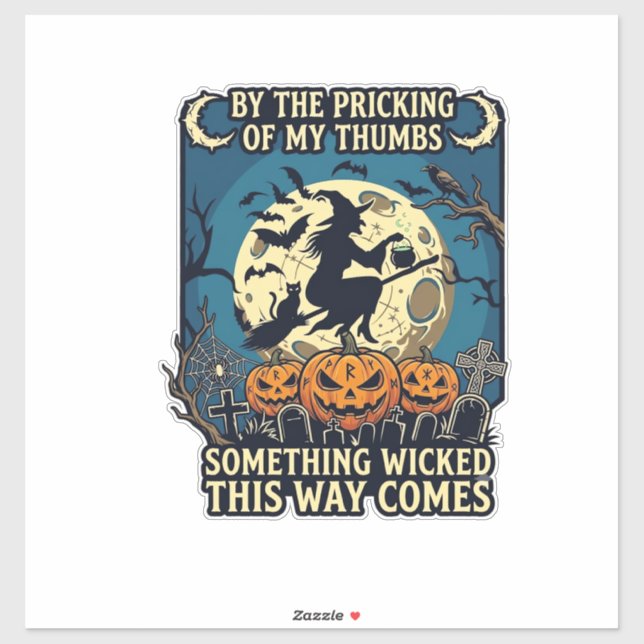Sticker Quelque chose de méchant arrive Sorcière Halloween (Feuille)