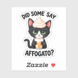 Sticker Quelqu'un a dit Affogato ? Retro Coffee Cat affo