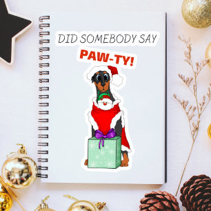Sticker Quelqu'Un A Dit Paw-ty ! Noël migre Doberman