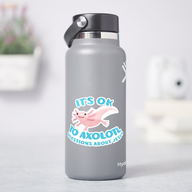 Sticker Questions de axolotl sur Jésus mignon chrétien (HydroFlask)