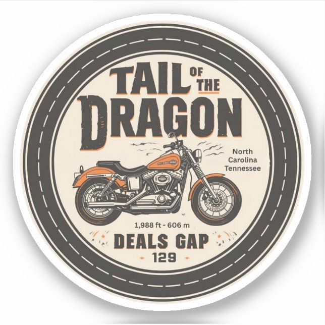 Sticker Queue de dragon 318 courbes road trip  (Devant)