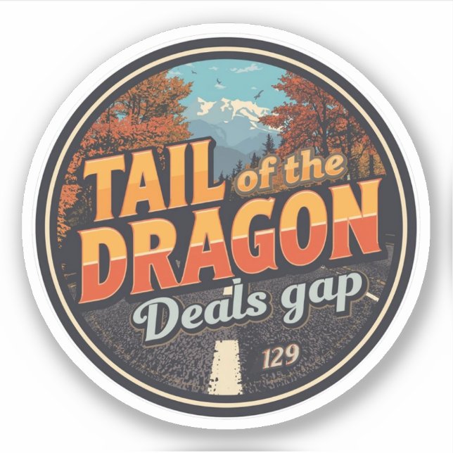Sticker Queue de Dragon 318 courbes road trip  (Devant)