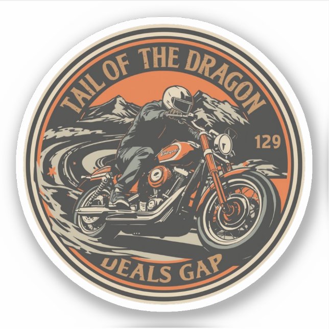Sticker Queue de Dragon 318 virages road trip  (Devant)