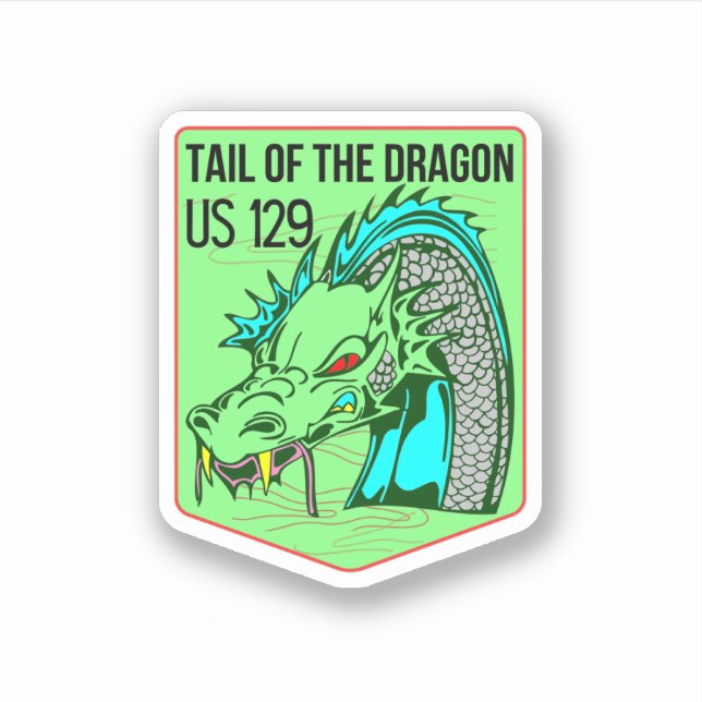 Sticker Queue de dragon Deals Gap road trip à moto  (Devant)