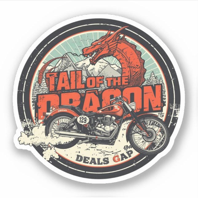 Sticker Queue de dragon Deals Gap road trip moto  (Devant)