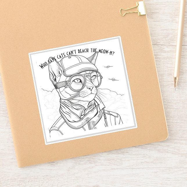 Sticker Qui dit que les chats ne peuvent pas atteindre le  (Carnet)