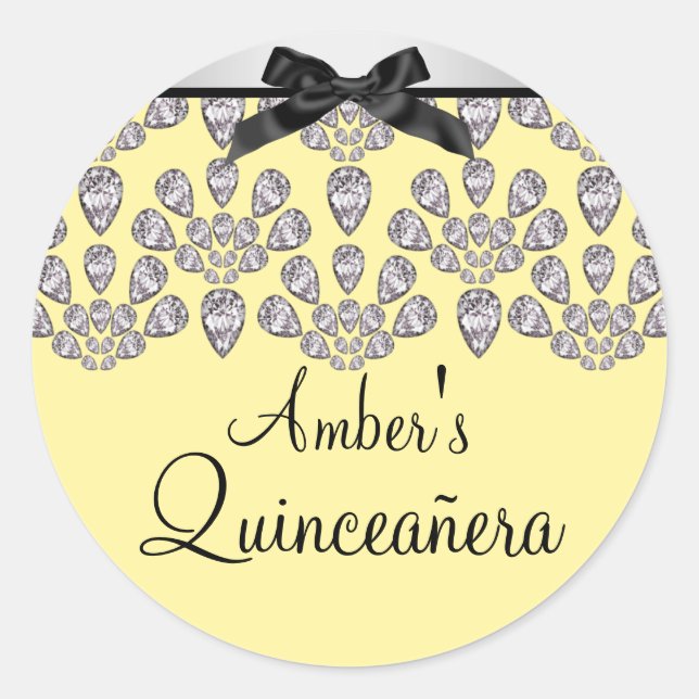 Sticker Quinceañera en argent et en jaune pour les (Devant)
