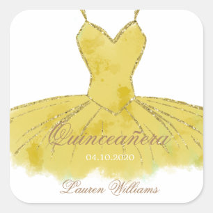 Sticker Quinceanera Gold Parties scintillant