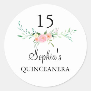 Sticker Quinceanera Rose Floral Aquarelle