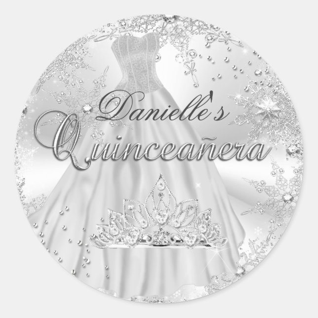 Sticker Quinceanera Sparkle Flocon de neige en arg (Devant)